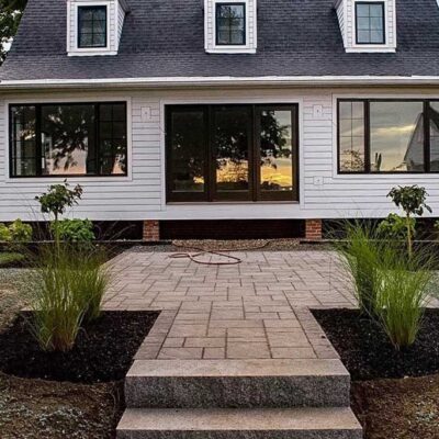 Stone steps, walkway and porch installation in progress by Willie C. & Sons.